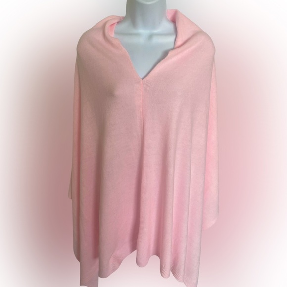 None Sweaters - Elegant Pink  Sweater Shawl - 48x36 light shell pink , polyester